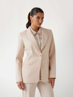 Guess - Women Peach Solid Shawl Lapel Long Sleeves Single Breasted Blazer