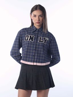 ONLY - Women Checks Boxy Blue Shirt