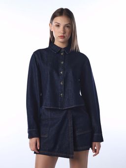 ONLY - Women Solid Regular Fit Navy Blue Shirt