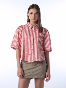 ONLY - Women Vertical Stripes Regular Fit Multi-Color Shirt