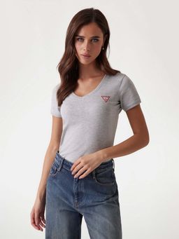 Guess - Women Grey Solid V Neck Top