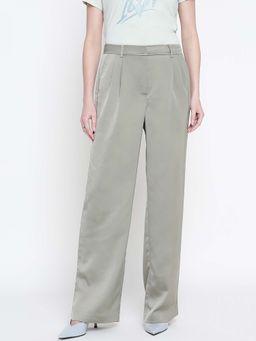 Guess - Women Olive Solid Regular Fit Pant