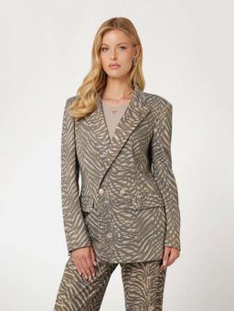 Guess - Beige Polyester Blend Printed Blazer