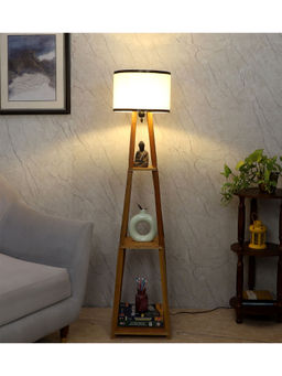 Tu Casa - White Blace Netima Floor Lamp with Shelf