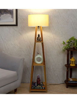 Tu Casa - Ivory Blace Netima Floor Lamp with Shelf