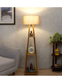 Tu Casa - Beige Blace Netima Floor Lamp with Shelf