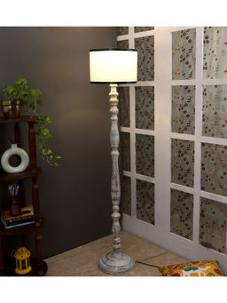 Tu Casa - White Black Stripes Natura Vivi Floor Lamp