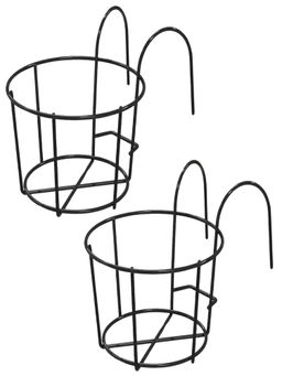 Ecofynd - Round Metal Hanging Flower Pot Stand (Set Of 2)