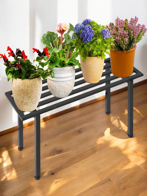 Ecofynd Black Heavy Duty Metal Plant Stand