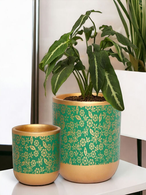 Ecofynd Green Terracotta Pots (Set Of 2)