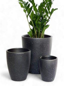 Ecofynd - Black Terracotta Pots (Set Of 3)