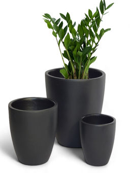 Ecofynd - Black Terracotta Solid Pots (Set Of 3)