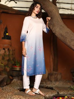 Qissa - Women's Ombre Floret Kurta with Pant (Set of 2)