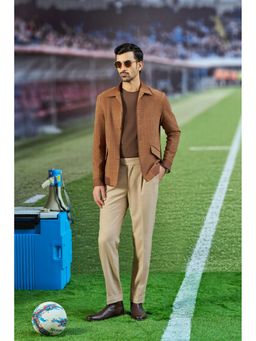 Philocaly - Men Brown Collar Neck Textured Shacket