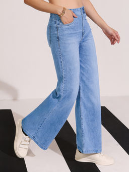 DOLCE CRUDO - Women's Blue Solid Regular Fit Jeans