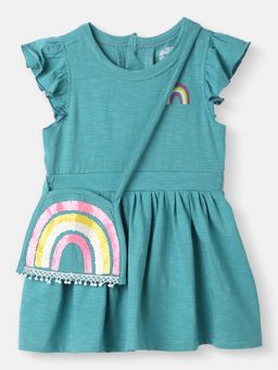 Nautinati - Girls’ Frock Rainbow Sequinned Comes with Sequinned Bag (Set of 2)