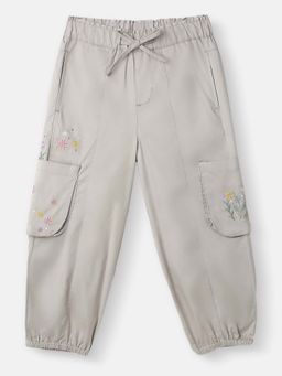 Nautinati - Girls’ Joggers for Floral Embroidery Cargo Pockets