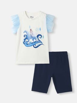 Nautinati - Girls' Frozen Flutter Sleeve Top and Solid Shorts (Set of 2)