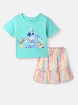 Nautinati - Girls' Hearts Digital Print Top & Skirt (Set of 2)