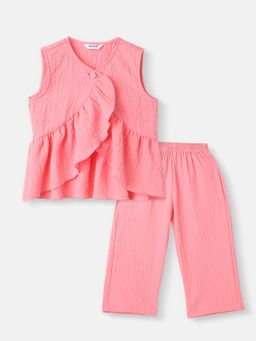 Nautinati - Girls’ Crepe Assymetric Clothing Frill Top and Pants (Set of 2)