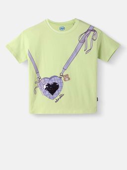 Nautinati - Girls' Knit and Woven Teddy Print Half Sleeve Dress with Lettuce Hem