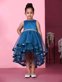 Toy Balloon Kids - Kids Teal Blue Hi Low Girls Party Wear Dress