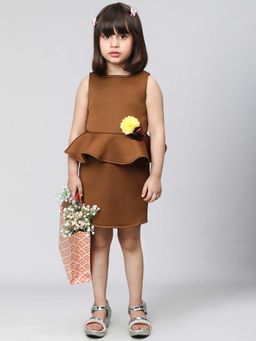 Nautinati - Toy Balloon Kids Kids Brown Mini Girls Party Wear Dress