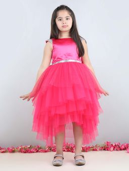 Toy Balloon Kids - Kids Fuchsia Pink Hi Low Girls Party Wear Dress