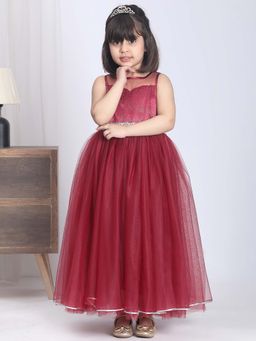Toy Balloon Kids - Kids Maroon Gown Girls Party Wear Dress