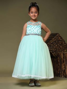 Toy Balloon Kids - Kids Rama Green Gown Girls Party Wear Dress