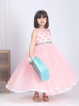 Toy Balloon Kids - Kids Rose Pink Gown Girls Party Wear Dress