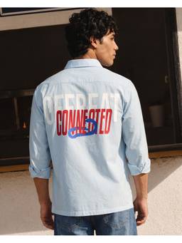Bewakoof - Men's Blue Striped Relaxed Fit Shirt