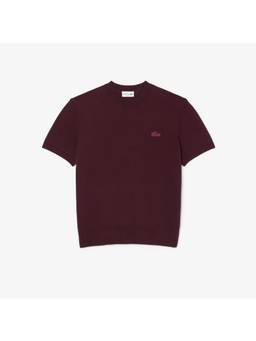 Lacoste - Short Sleeved Cotton Crew Neck Brown Sweater