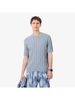 Lacoste - Fluid Ribbed Short Sleeved Grey Sweater