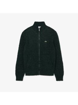 Lacoste - Zipped Mercerized Wool Knit Green Sweater