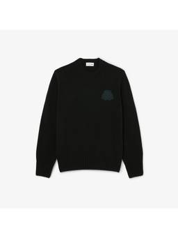 Lacoste - Embroidered Shield Wool Jersey Green Sweater