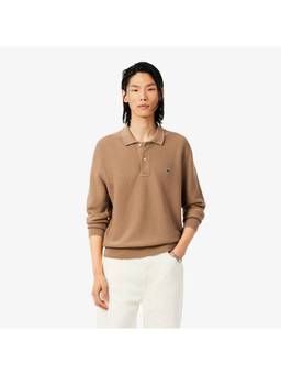 Lacoste - Classic Fit Long Sleeved Knitted Brown Sweater