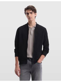 Arrow Sports - Men's Textured Regular Fit Black Sweatshirt