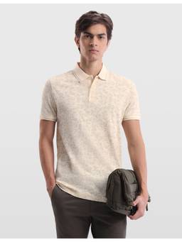 Arrow Sports - Men's Floral Printed Regular Fit Beige Polo Tshirt