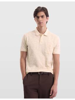 Arrow Sports - Men's Floral Printed Regular Fit Beige Polo Tshirt