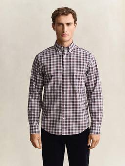 GANT - Men Wine Regular Fit Poplin Check Shirt
