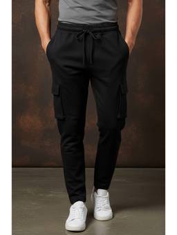 Club York - Men Solid Black Track Pants