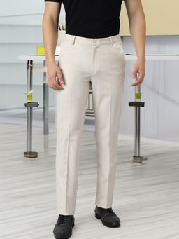Subtract - Flex Waist 4 Way Stretch Formal Trousers in Cream