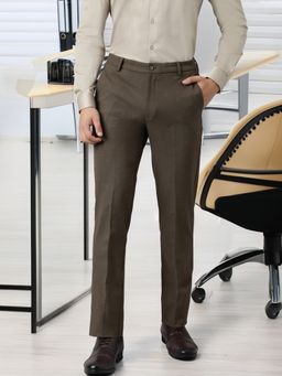 Subtract - Flex Waist 4 Way Stretch Formal Trousers in Brown