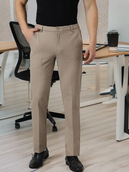 Subtract - Flex Waist 4 Way Stretch Formal Trousers in Beige