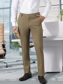 Subtract - Flex Waist 4 Way Stretch Formal Trousers in Tan Khaki