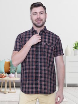 KUONS AVENUE - Men's Black Magic Half Sleeve Cotton Casual Shirt