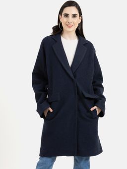 Owncraft - Women'S Double Breasted Navy Blue Wool Coat