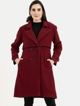 Owncraft - Women'S Double Breasted Maroon Wool Coat