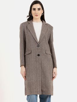Owncraft - Women'S Brown Herringbone Wool Coat